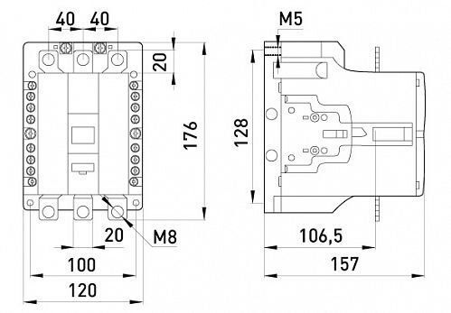 Контактор e.industrial.ukc.150.220, 150А, 220В, 1no+1nc
