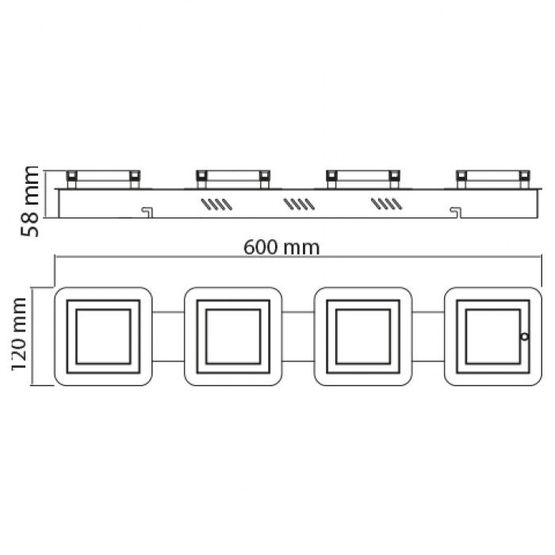 Светильник LIKYA-5 потолочный декор. 120x600mm SMD LED 4*5W 4000K хром HOROZ, 036-007-0005-010, 4000