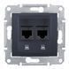 Розетка комп'ютерна подвійна RJ45 cat.5e STP SDN4600170 Графіт Sedna Schneider, 7442, Графіт