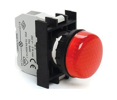 Сигнальная арматура B030XK с блок-контактом подсветки без лампы красная EMAS
