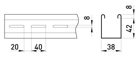 Профиль монтажный перфорированный e.industrial.strut.chanel.40.20.1.5 для труб, 3.05м, 40х20мм, 1,5мм