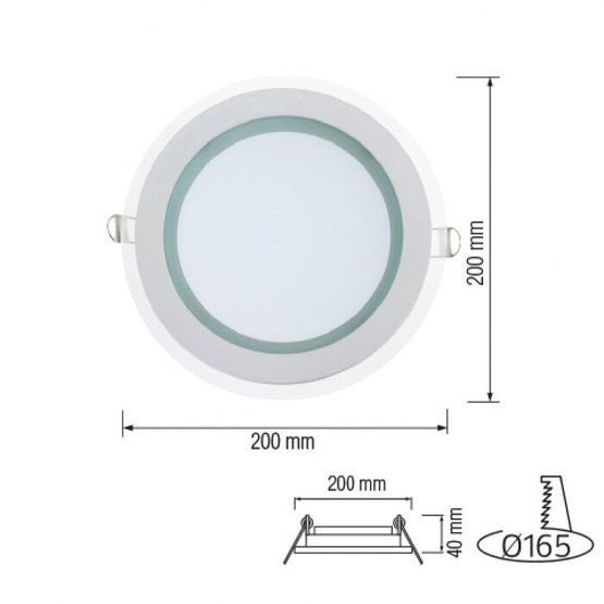 Світлодіодний Світильник 15Вт 4200К стекло Clara-15 встраиваемый круг HOROZ, 016-016-0015-030, 4200