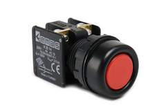 Кнопка керування KB14RK нажимна з водозахисним кільцем (1НО+1НЗ) червона EMAS
