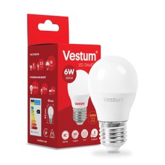 Светодиодная лампа Vestum G45 6W 3000K 220V E27 1-VS-1202, 3000