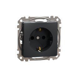 Розетка с заземлением и шторками Черный Sedna Design Schneider SDD114022, Черный