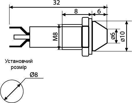 Сигнальна арматура AD22C-8 жовта 24V AC/DC