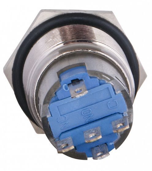 TYJ 19-271 24V жовта кнопка метал. з підсв. 1NO+1NC