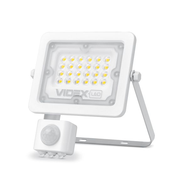 LED прожектор 20W 5000K с датчиком движения и освещенности, белый VIDEX, 24370, VL-F2e205W-S, 5000