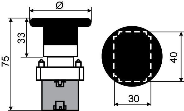 XB2-BR42 Кнопка "грибок" (d 60 мм) "Стоп" червона 1NC АСКО