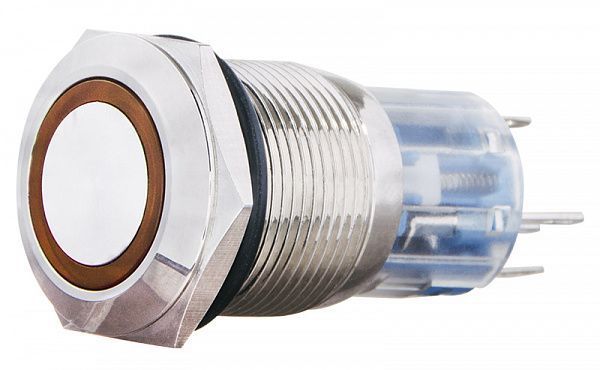 TYJ 19-271 24V жовта кнопка метал. з підсв. 1NO+1NC