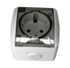 Розетка одинарна з з/к та кришкою IP54 El-Bi EVA, 0504, Сірий