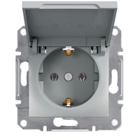 Розетка EPH3100161 с заземлением и крышкой ASFORA Schneider Electric Алюминий, 0745, Алюминий