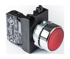 Кнопка нажимна кругла (1НО) червона - метал IP65 CM100DK, EMAS