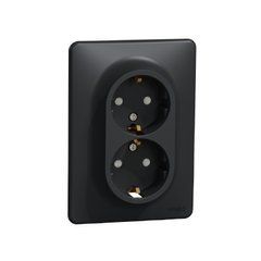 Двойная розетка 2P+E с заземлением, Черный Sedna Design Schneider SDD314221, Черный