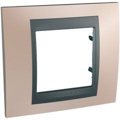 Рамка 1-постова "Онікс мідний" Графіт MGU66.002.296 Unica Top Schneider, 8500, Мідний онікс