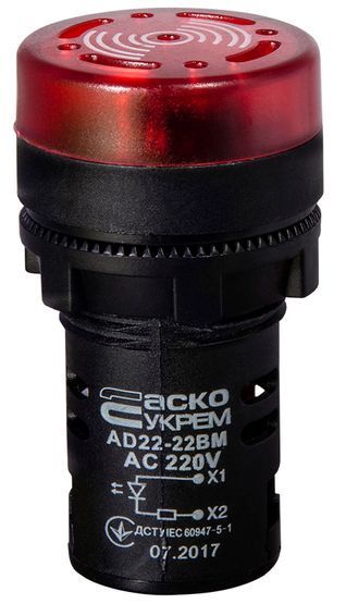 Зумер AD22-22 BM/r блимаючий червоний 220V АC