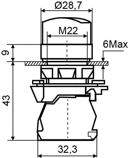 TB5-AK123M5 Кнопка зелена поворотна 2-поз. з підсвічуванням