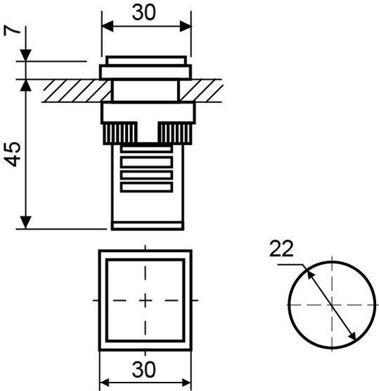 Сигнальна арматура AD22-22F червона 220V АC