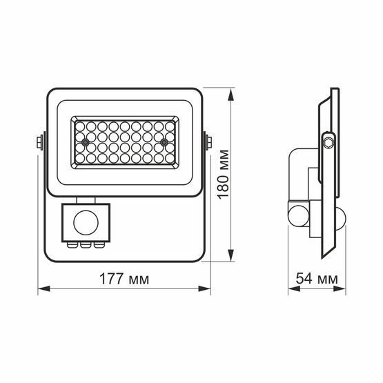 LED прожектор 30W 5000K с датчиком движения и освещенности, белый VIDEX, 24635, VL-F2e305W-S, 5000