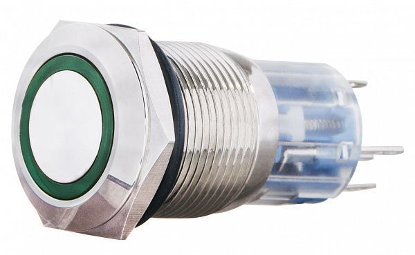 TYJ 19-271 24V зеленая кнопка метал. с подсв. 1NO+1NC