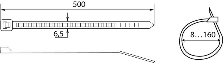 Хомути кабельні CHS 500 х 8 мм білі (упак 100шт), 13982