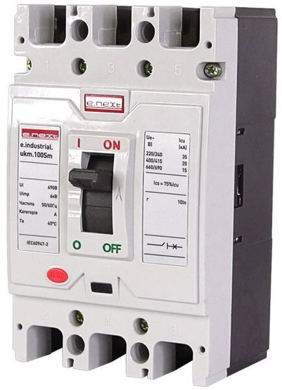 Силовой автоматический выключатель e.industrial.ukm.100Sm.40, 3р, 40А