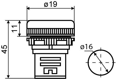 Сигнальна арматура AD16-16DS жовта 24V АC/DC