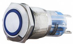 TYJ 19-271 24V синяя кнопка метал. с подсв. 1NO+1NC