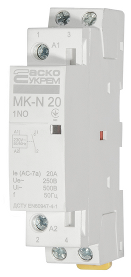 Модульный контактор MK-N 1P 20A 1NO 220V АСКО, 230V АС