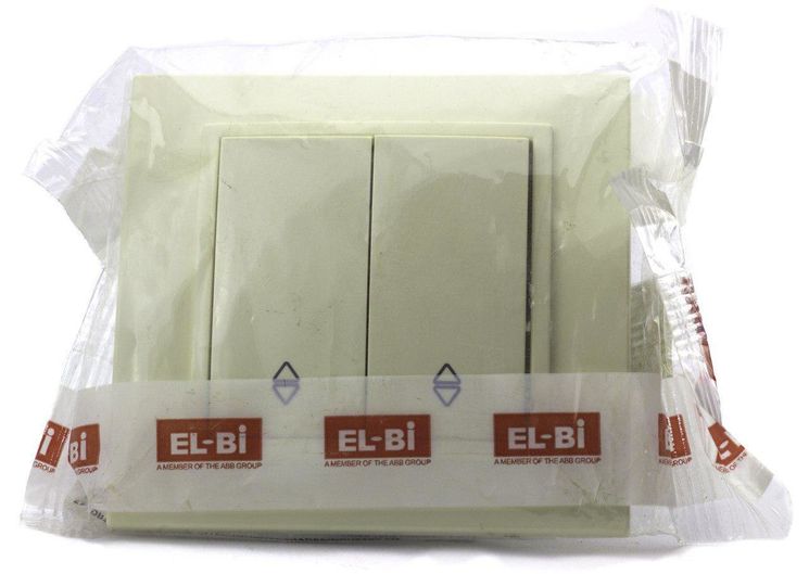 Вимикач подвійний прохідний без рамки EL-BI ZENA кремовий