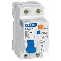 Диф. авт. вимикач NXBLE-63Y 1P+N C6 30мА, тип АС, 4.5kA Chint, 6, C