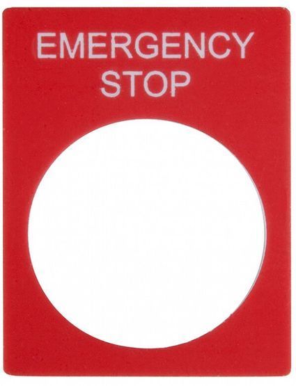 Табличка маркувальна EMERGENCY STOP червона прямокутна для кнопок XB2