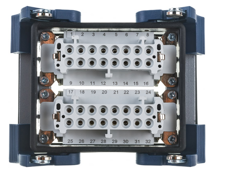Корпус EBM32PM44 с розеткой та 4-роликовым фиксатором 32 вывода стационарный нижний ввод EMAS