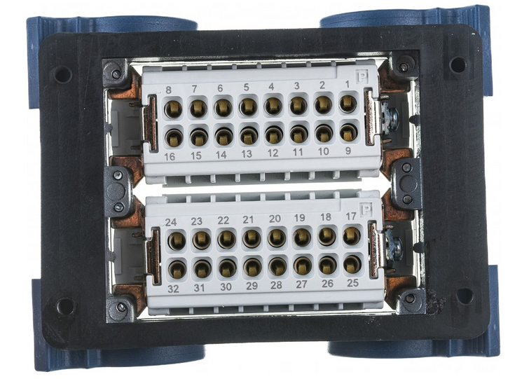 Корпус EBM32PM44 с розеткой та 4-роликовым фиксатором 32 вывода стационарный нижний ввод EMAS
