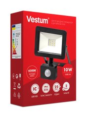 Світлодіодний прожектор с датчиком руху Vestum 10W 1 000Лм 6500K 175-250V IP65 1-VS-3009, 1-VS-3009, 6500