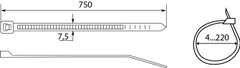 Хомути кабельні CHS 750 х 8 мм білі (упак 100шт)