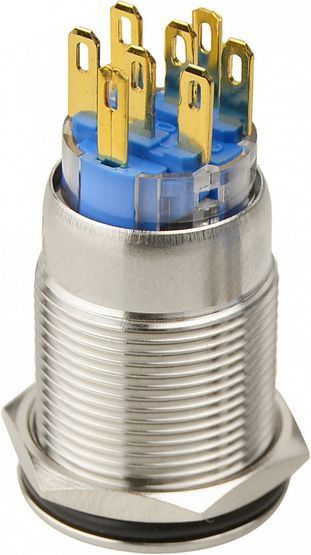 TYJ 19-272 12V зеленая кнопка метал. с подсв. 2NO+2NC