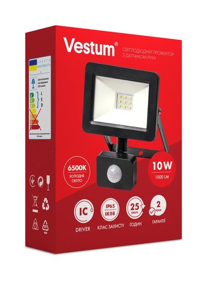 Прожектор LED Vestum с датчиком движения 10W 1 000Лм 6500K 175-250V IP65