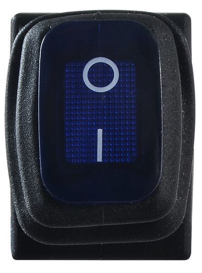 KCD1-2-101WN BL/B 220V Перемикач 1 клав. вологозах. синій з підсвічуванням