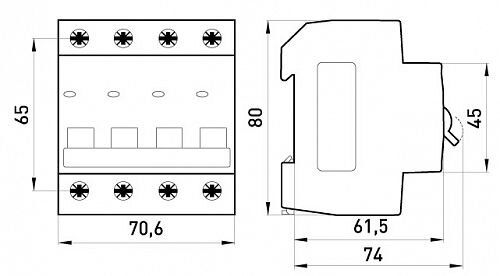 Модульный автоматический выключатель e.mcb.stand.45.4.C10, 4р, 10А, C, 4,5 кА