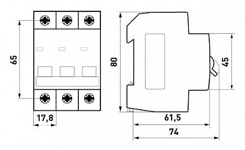 Модульний автоматичний вимикач e.mcb.pro.60.3.D.2 , 3р, 2А, D, 6кА
