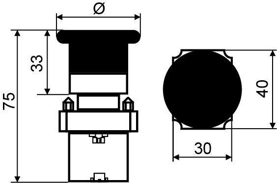 XB2-BS642 Кнопка грибок Повернення поворотом. d60mm АСКО