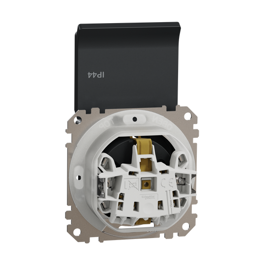 Розетка з заземленням, зі шторками, та з кришкою IP44 Чорний Sedna Design Schneider SDD214024, Чорний