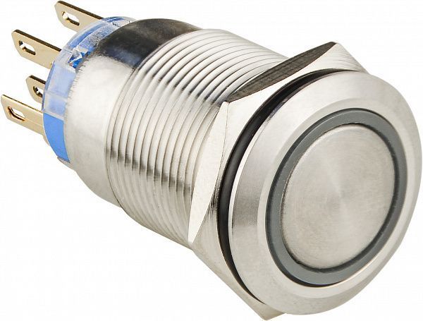 TYJ 19-272 12V синя Кнопка метал. з підсв. 2NO+2NC НОВИНКА