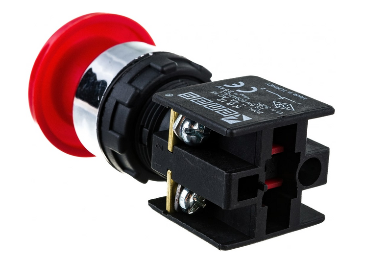 Кнопка "грибок" KB12MK без фіксації (1НЗ) червона EMAS
