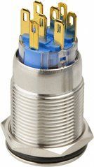 TYJ 19-272 12V красная кнопка метал. с подсв. 2NO+2NC
