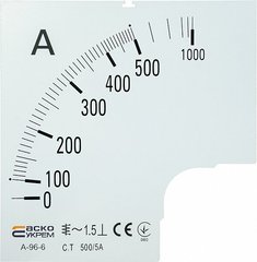 Шкала 500/5А до амперметра А-96-6