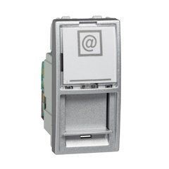 Розетка компьютерная RJ45 (Kat 5e) UTP 1М Алюминий MGU3.410.30 UNICA Schneider, 7905, Алюминий