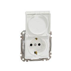 Розетка с заземлением, со шторками, и крышкой IP44 Белый Sedna Design Schneider SDD211024, Белый
