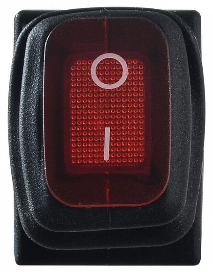 KCD1-2-101WN R/B 220V Перемикач 1 клав. вологозах. червоний з підсвічуванням